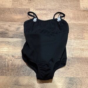Black Dance Leotard with Floral Accents-size XS